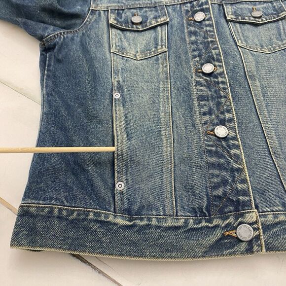 NY Jeans Denim Medium Wash Cotton Button Down Jean Jacket Woman's Medium Y2K - Picture 9 of 11